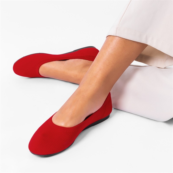 Comfortable Arch Support Knit Ballet Flats - RED - 1